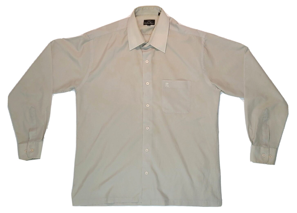 Countess Mara Men's Long Sleeve Beige Dress Shirt Size Medium